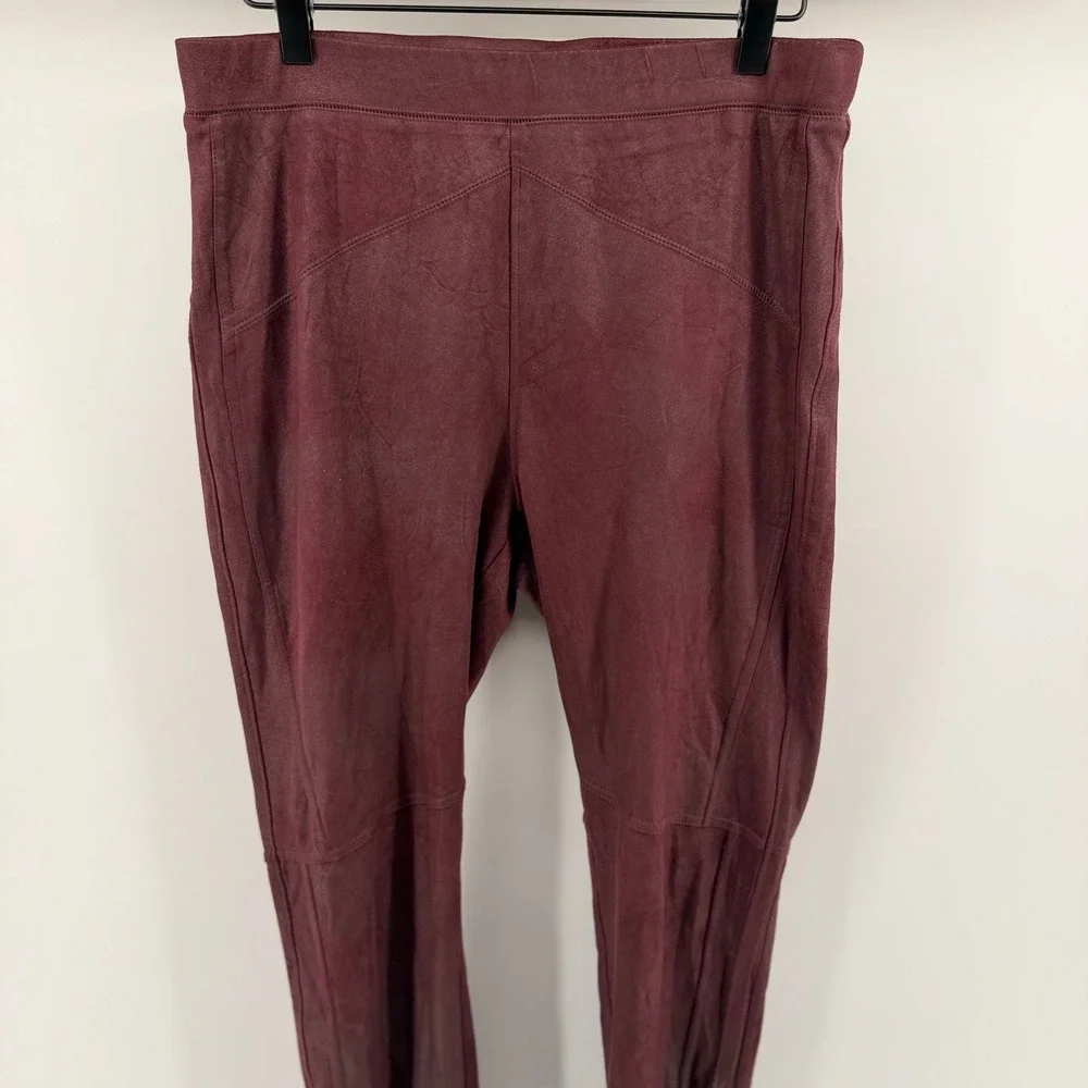 Free People Vegan Suede Moto Leggings Burgundy Wine High Rise Size M